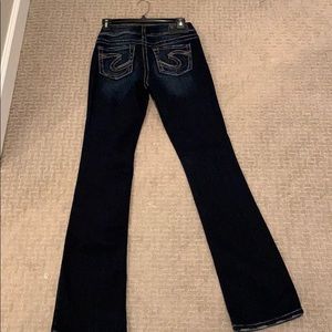 Silver jeans! Only worn once!  BEST OFFER.